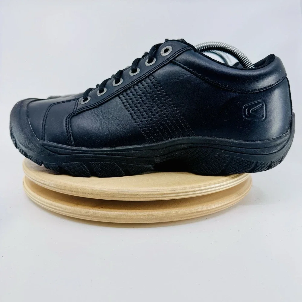 KEEN PTC Oxford Work Shoes Mens 11 Black Leather Slip Resistant Comfort